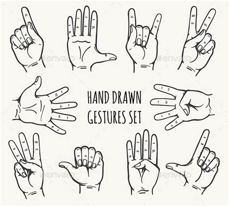 Human Hand Gestures Set Hand Gesture Drawing How To Draw Hands