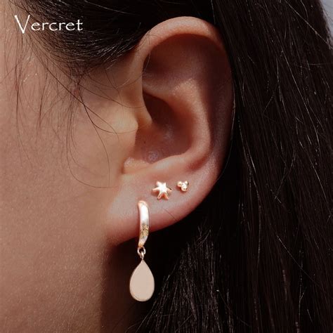 Aliexpress Com Buy Vercret Sterling Silver Small Hoop Earrings Mini
