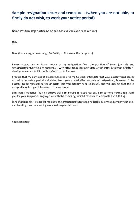Professional Resignation Letter Sample With Notice Period Templates