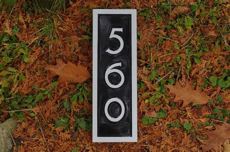 Vertical House Number Plaque With Mid Century Modern Font The Carving