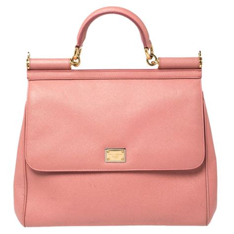 Dolce And Gabbana Pink Leather Large Miss Sicily Top Handle Bag For