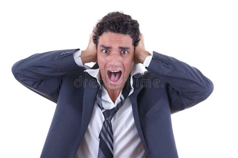 Man In Suit Holding His Head And Screaming Stock Photo Image Of