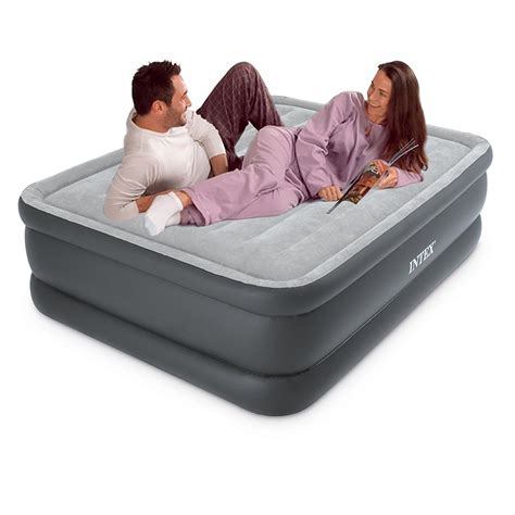 Intex Queen Size Essential Rest Raised Fiber Tech Airbed With Built In Electric Pump Only