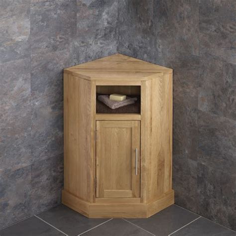 Corner Bathroom Cabinet In Natural Oak 570mm Wide Cube Single Doors