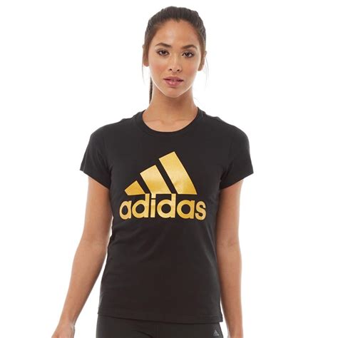 Buy Adidas Womens Athletics Essentials Linear Slim T Shirt Blackgold