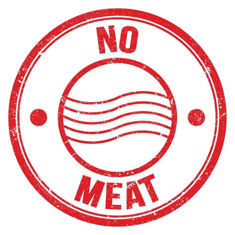 No Meat Text On Red Round Postal Stamp Sign Stock Illustration
