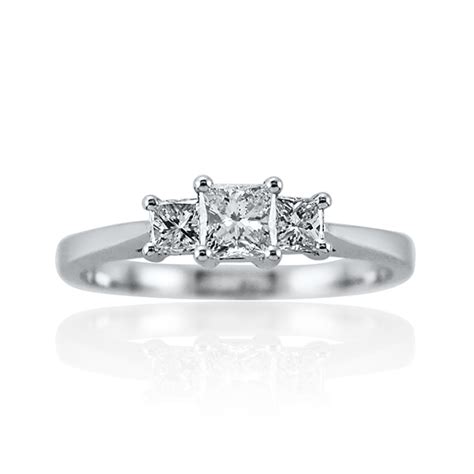 Diamond Princess Cut Trilogy Ring