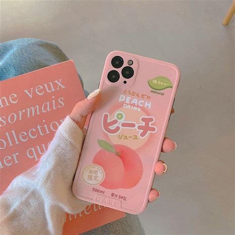 Peach Phone Case Cute Peach Drink Phone Case For Iphone Xxs Etsy