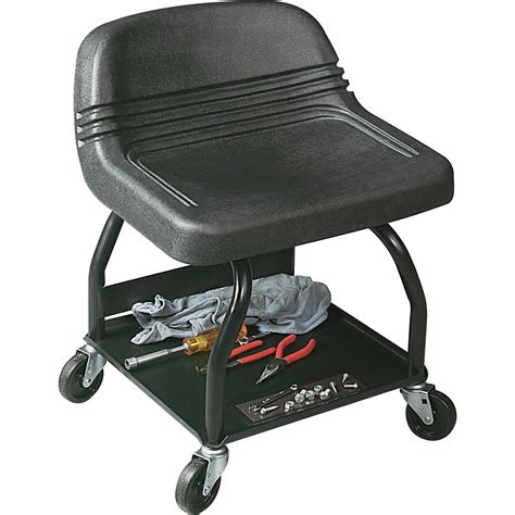 Whiteside Shop Stool With Backrest Casters And Tool Tray — Steel 320