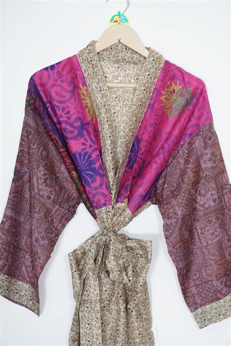 Pure Silk Kimono Dressing Gown Women S Night Gown Etsy