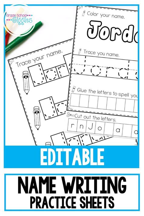 Editable Name Tracing And Writing Practice Activity Worksheets Prek