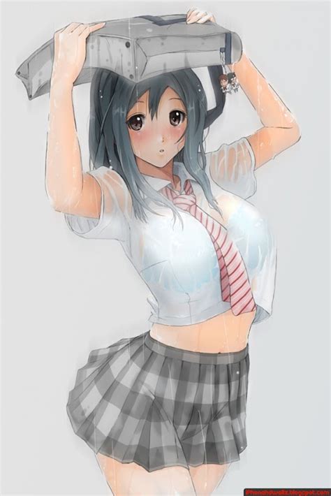 Anime Babegirl Sexy Wet Shirt IPhone Wallpaper