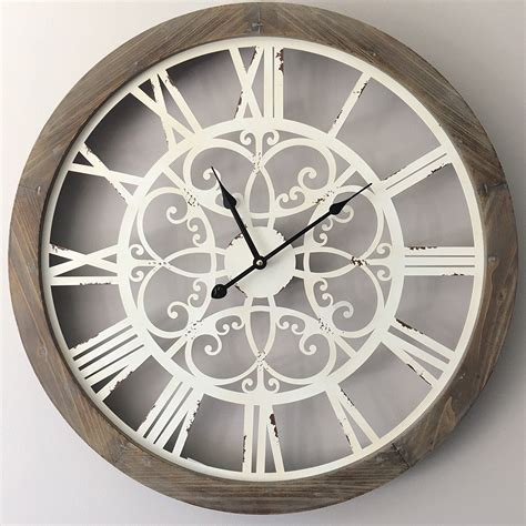 Large Wood Wall Clock With Metal Detail60cm Rustic Farmhouse