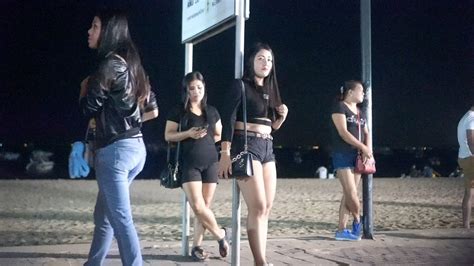 4k Thailand Pattaya Beach Road Night Scenes So Many Freelancers
