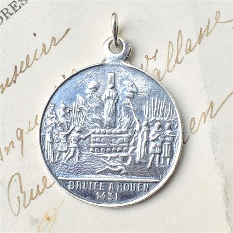St Joan Of Arc On Horseback Medal Sterling Silver Antique Etsy