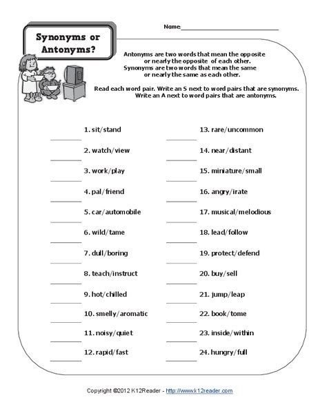 Synonym Worksheets And Teaching Activities