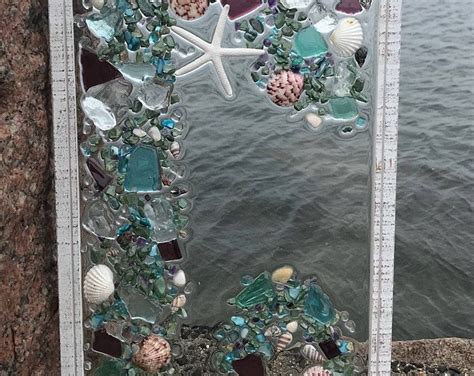 21x 11 Mosaic Coastal Window Mixed Media Sea Etsy Sea Glass Mosaic Beach Glass Art Mosaic