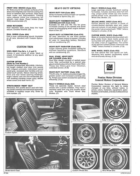 1967 Pontiac Firebird Accessories Catalog