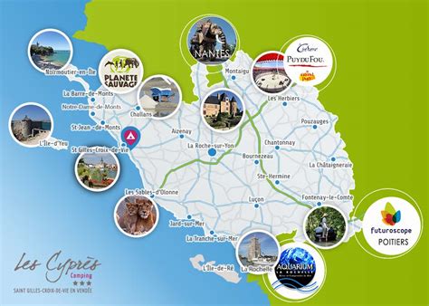 The best tours in vendee. Map of Vendée - Camping Saint Gilles Croix de Vie Vendée