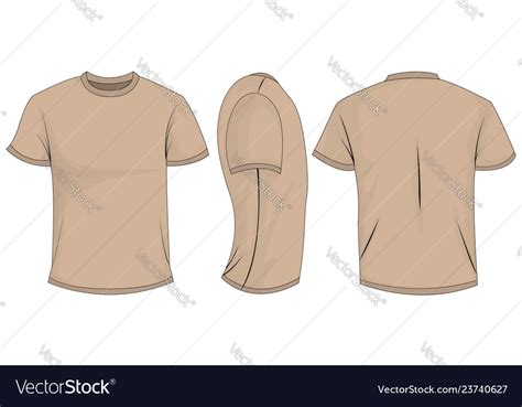 Beige T Shirt Template In Front Side And Back Vector Image