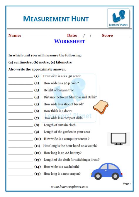Learning And School Math Measurement Worksheet Toys And Games Toys Pe