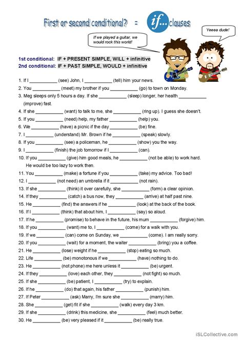 1st And 2nd Conditional General Gram English ESL Worksheets Pdf Doc