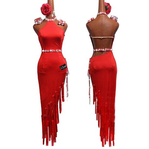 2021 Hot Red Latin Dance Dress For Women Sexy Club Party Dancer Singer Performance Clothes