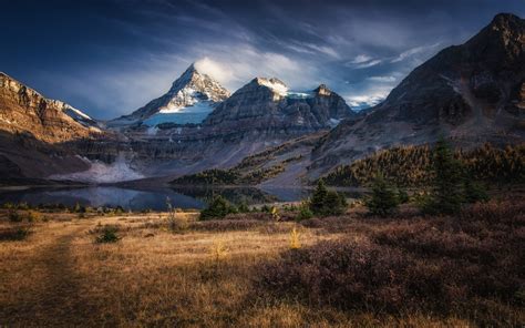 Nature Landscape Fall Lake Mountain Snowy Peak British Columbia