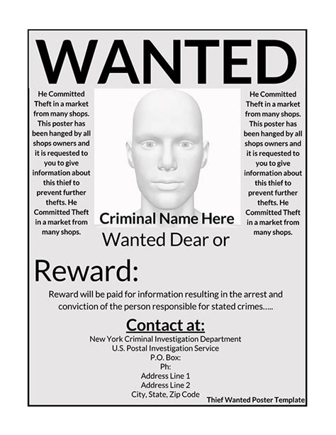 Free Wanted Poster Templates Word PDF