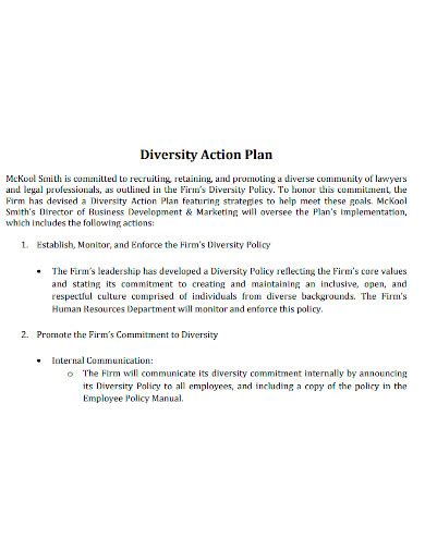 sample diversity plan template