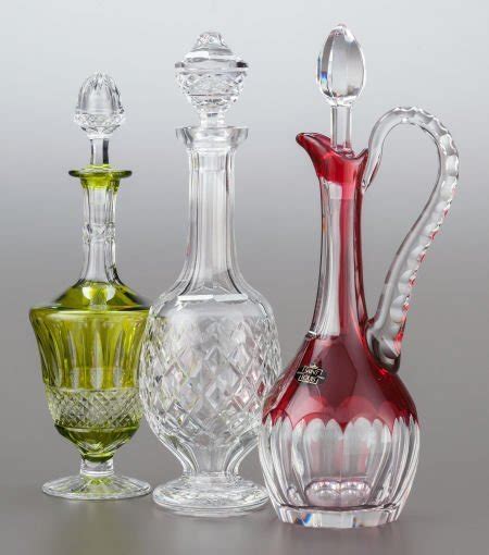 62854 Two St Louis Colored Cut Glass Decanters Togeth