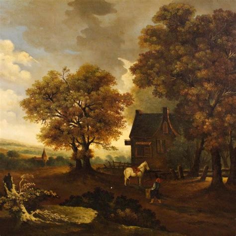 19th Century Oil On Canvas Dutch Signed Landscape Painting 1880 For