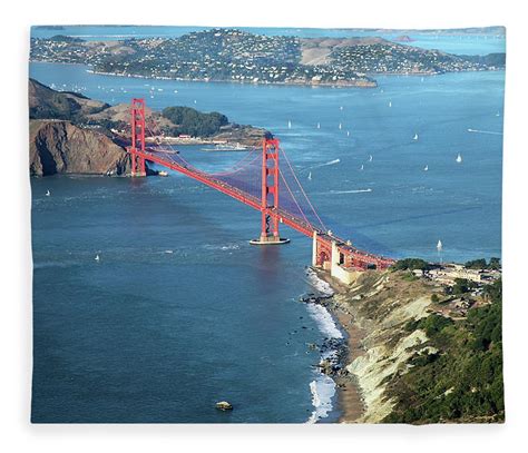 Aerial View Golden Gate Bridge Looking Fleece Blanket By Stickney