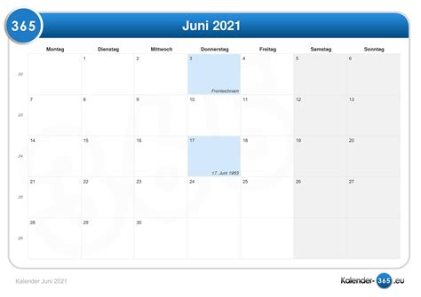 Kalender Juni 2021