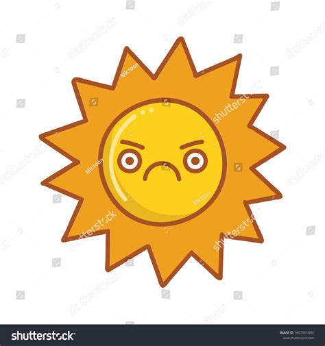 Kawaii Angry Sun Emoticon Cartoon Illustration Stock Vector Royalty