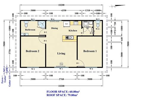 1 Bedroom Granny Flat Floor Plans 60 M 2