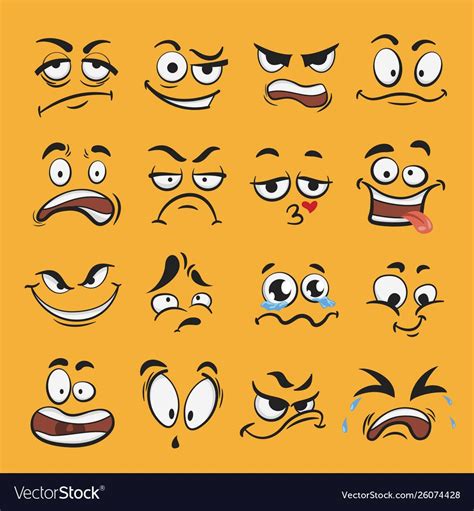 Cartoon Emotion Set Different Cute Face Expressions Feeling Mood Or