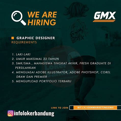 Pelbagai kerja kosong swasta, part time, freelance, full time & internship 2020/2021 terkini. Lowongan Kerja Graphic Designer Gmx Bandung Desember 2019 ...