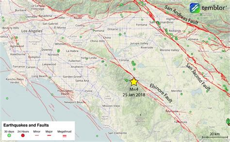 M4 Southern California Earthquake Highlights Elsinore Faults