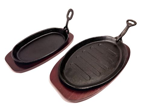 Steak Sizzle Cast Iron Sizzling Platter Serving Oven Plate Dish With