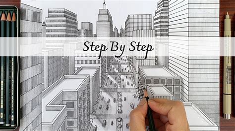 How To Draw A City In One Point Perspective Step By Step In 2020