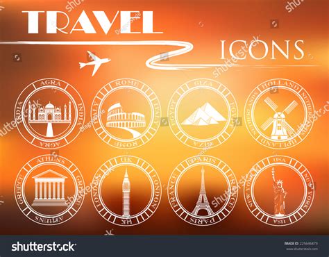 Stickers Icons Travel Vector Illustration Isolated Stock Vector