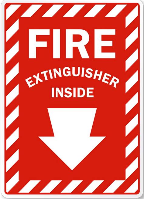 Fire Extinguisher Inside Sign With Down Arrow Zing
