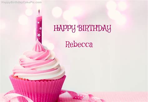 Happy Birthday Cupcake Candle Pink Cake For Rebecca