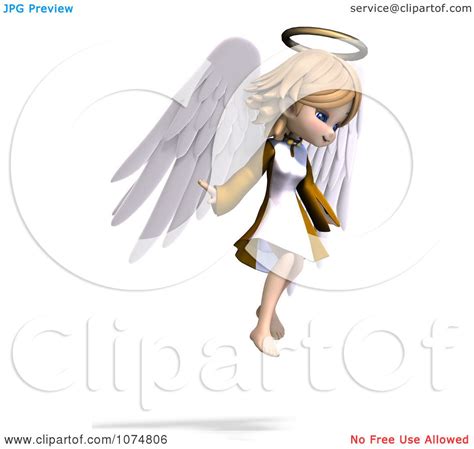 Clipart 3d Cute Angel Girl Flying 5 Royalty Free Cgi
