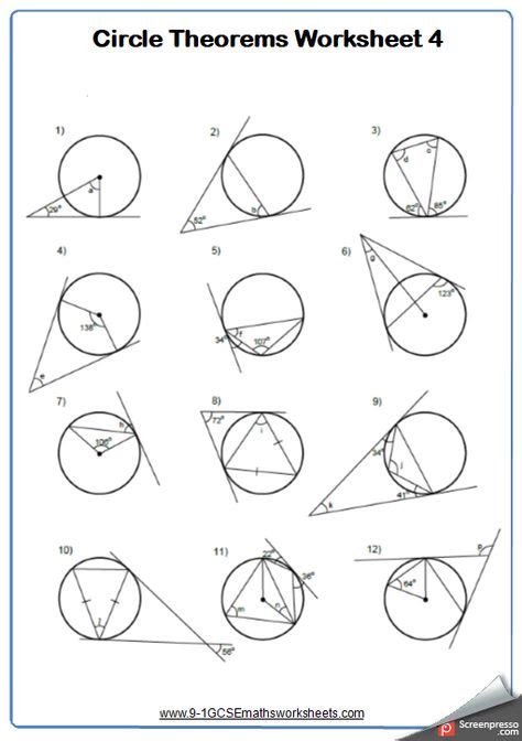 Circle Geometry Grade 9 Worksheets Math Worksheets Grade 1