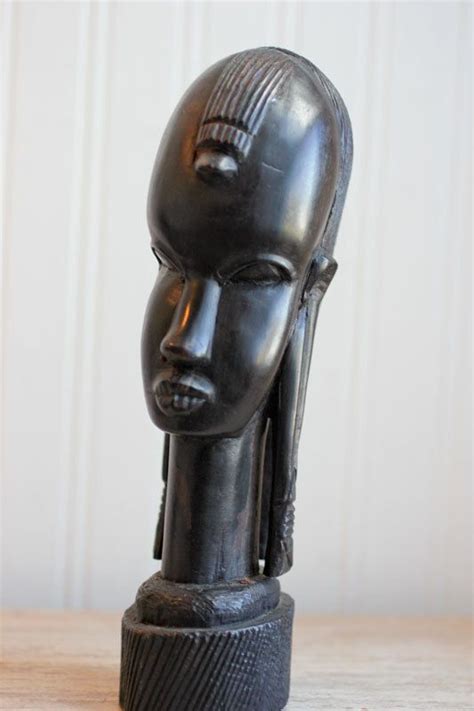 Ebony Wood African Bust African Carved Wood Tribal Decor Besmo