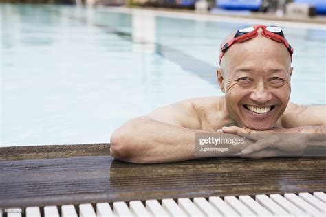 Smiling Senior Man Swimmer Wearing Goggles High Res Stock Photo Getty