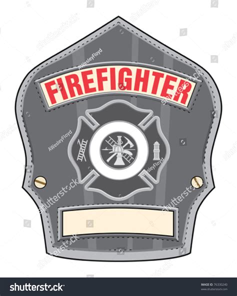 Firefighter Helmet Badge Illustration Black Leather Stock