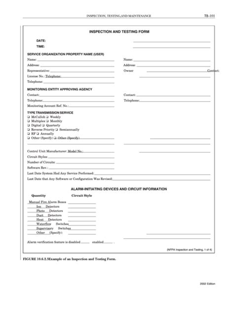 Nfpa Build Monthly Inspection Forms Form For Inspection Testing And Hot Sex Picture